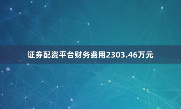 证券配资平台财务费用2303.46万元